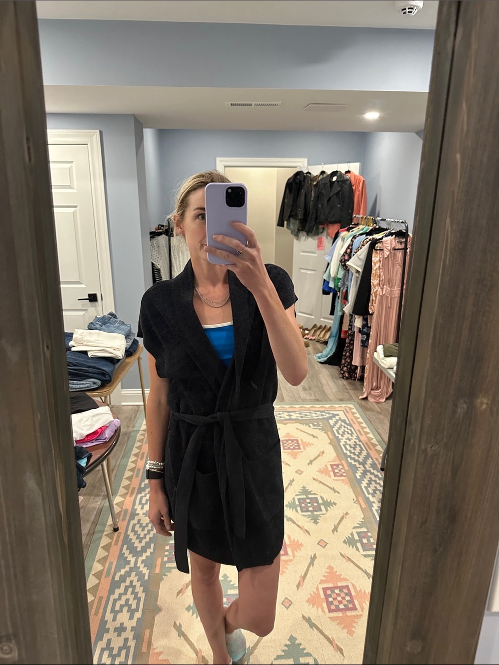 Barefoot Dreams Charcoal Open-Front Long Knit Vest - Picture 3 of 3